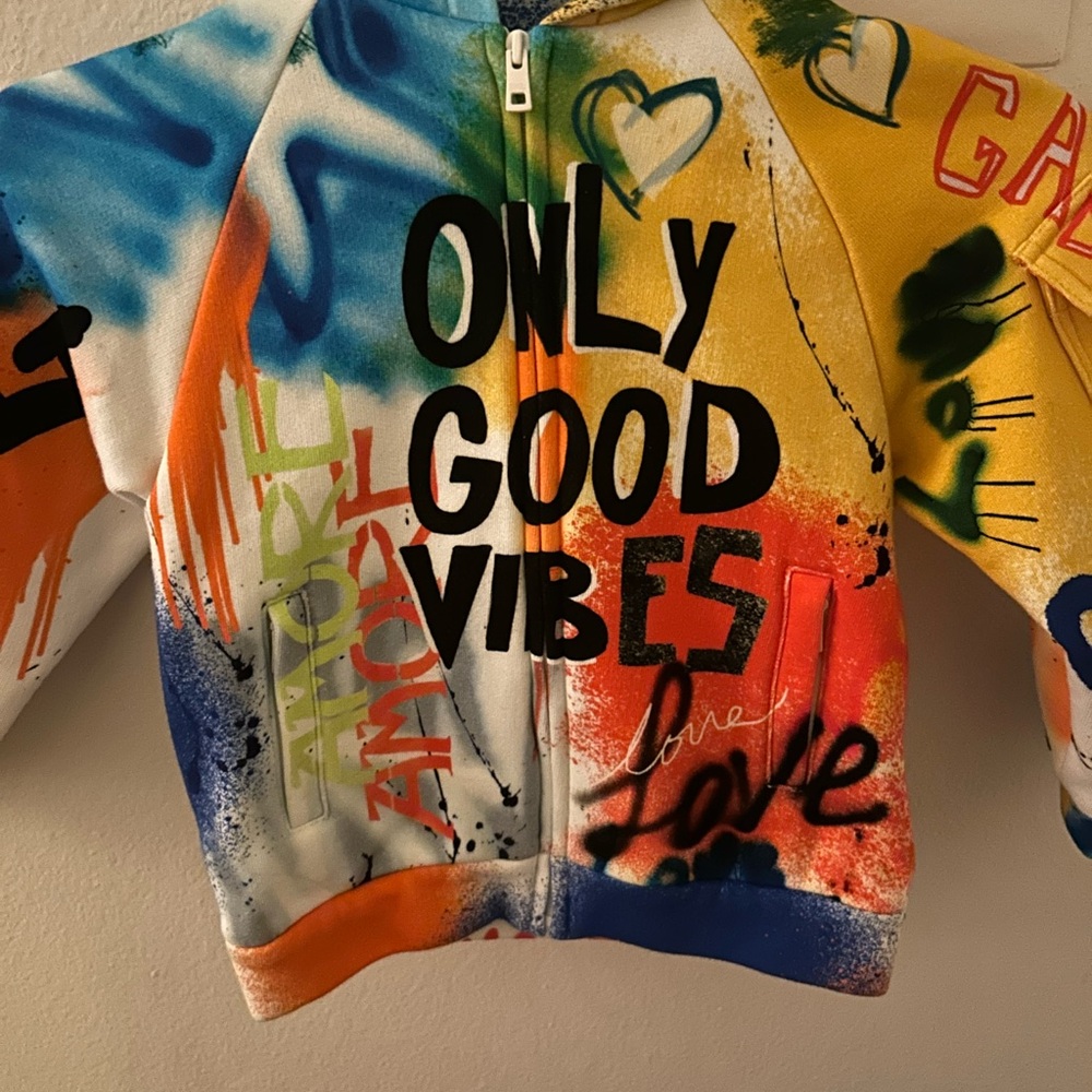 Colorful Graphic Zip-Up Hoodie. New